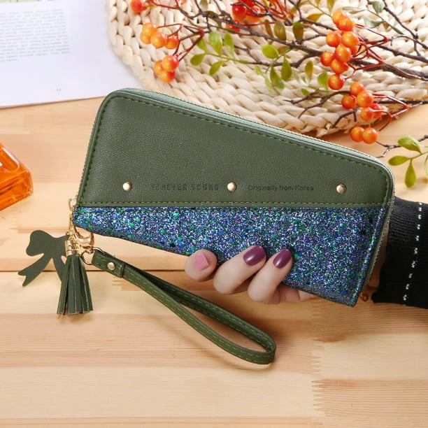 Wallet Ladies Womens Clutch Leather With Zipper Purse Card Clutch Holder Case 
